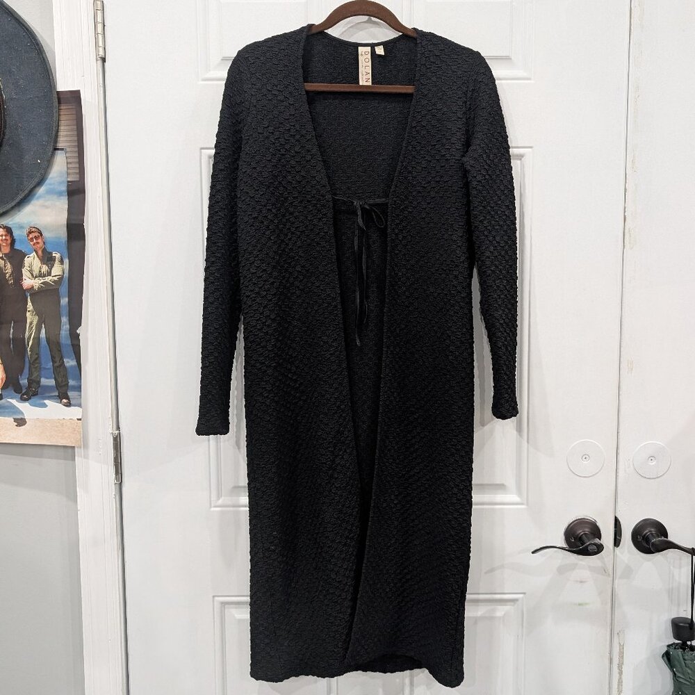 NWOT Dolan Anthropologie Black Long Cardigan Tie Front XS